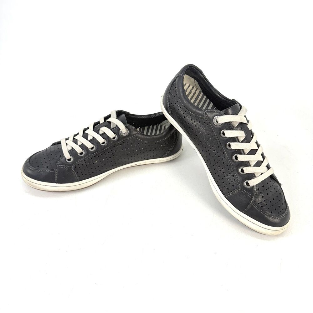 Taos Women's US 7 Black Perforated Leather Jester Lace Up Sneaker